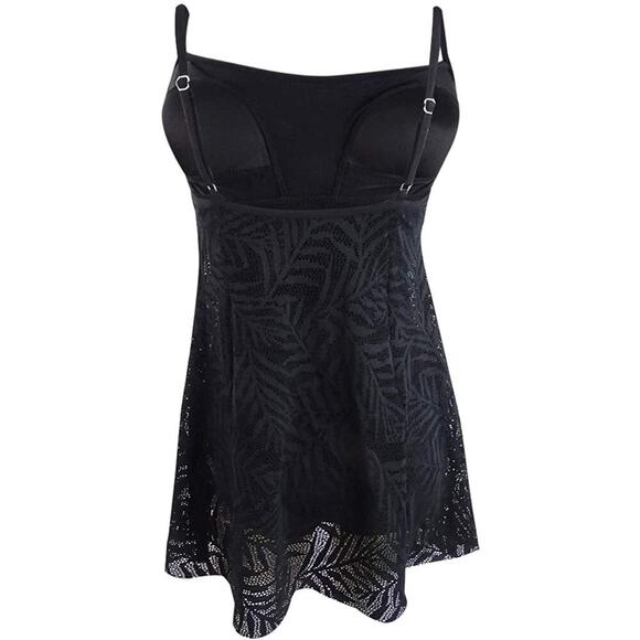 Swim Solutions Empire Princess Crochet Black One-Piece Swimdress 8 NEW - Picture 3 of 4